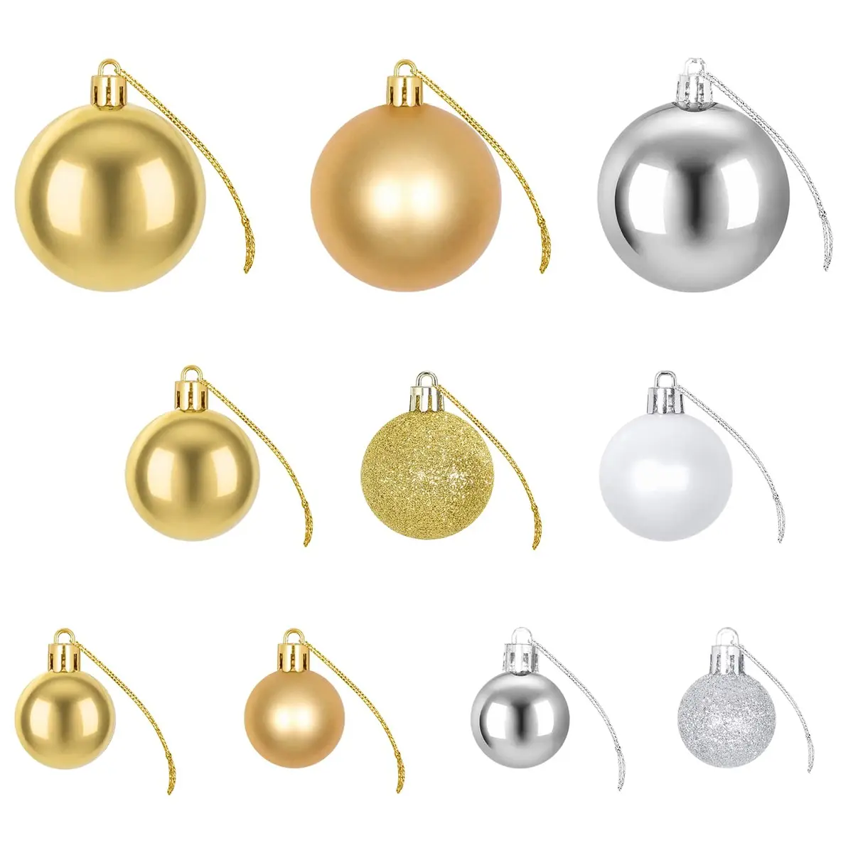 Christmas Balls Ornaments Shatterproof Plastic 100 Pieces Silver Gold