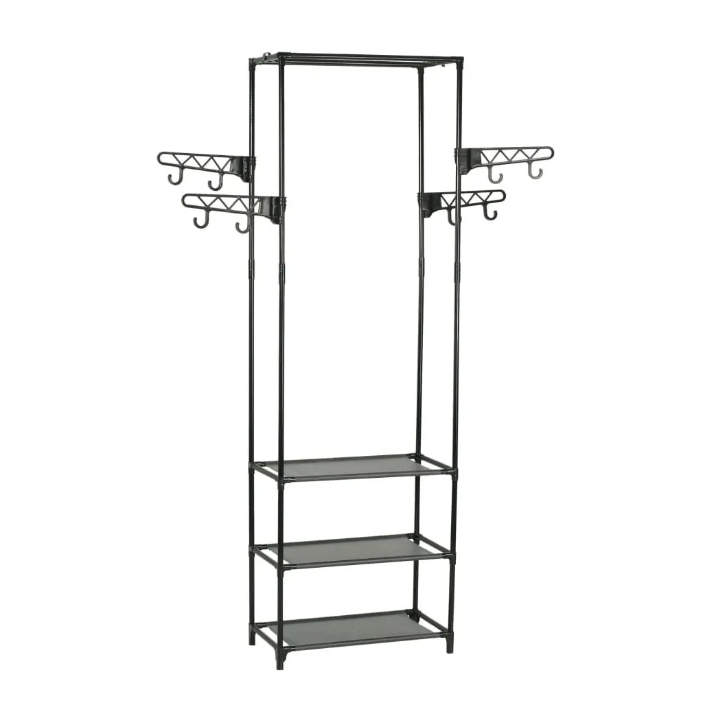 Black Clothes Rack with Non-Woven Shelves