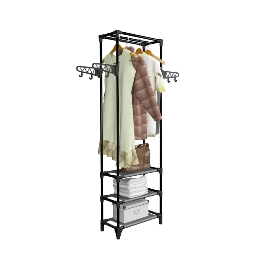 Black Clothes Rack with Non-Woven Shelves
