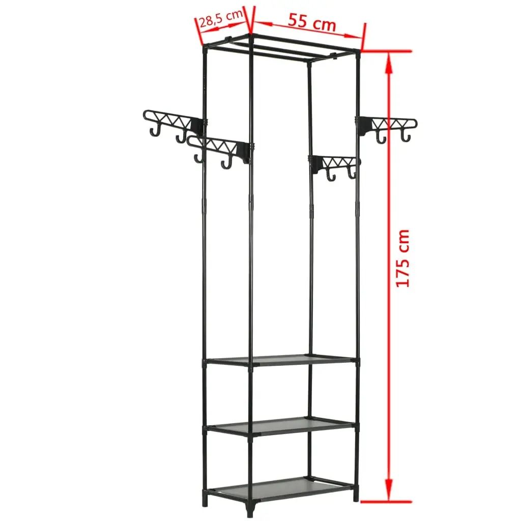 Black Clothes Rack with Non-Woven Shelves