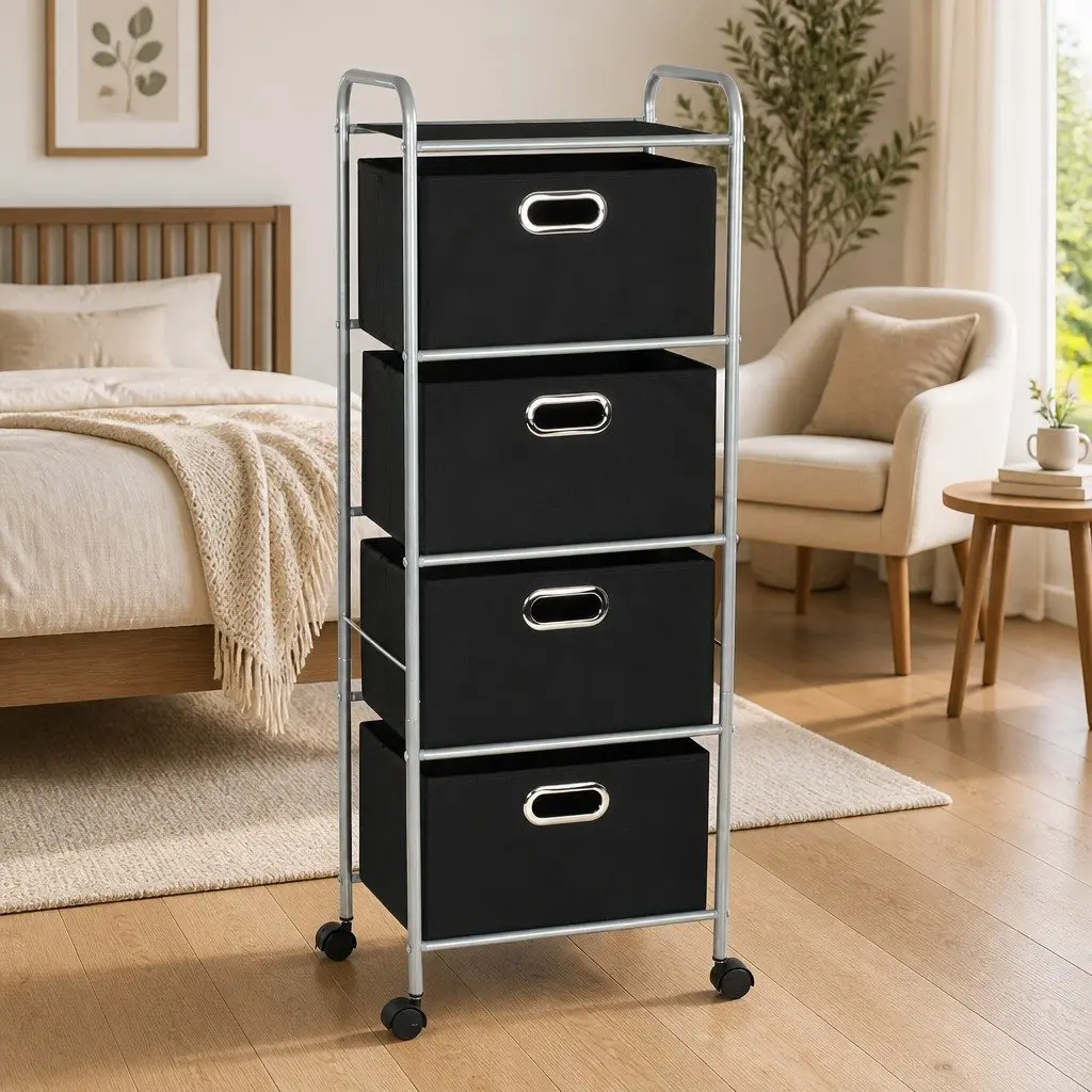 Steel Frame Shelving Unit with Storage Boxes