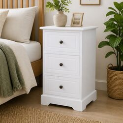 Stylish White Bedside Cabinet with Durable Construction