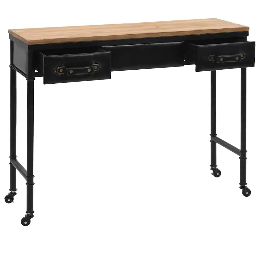 Vintage Style Console Table with Solid Fir Wood and Steel Frame