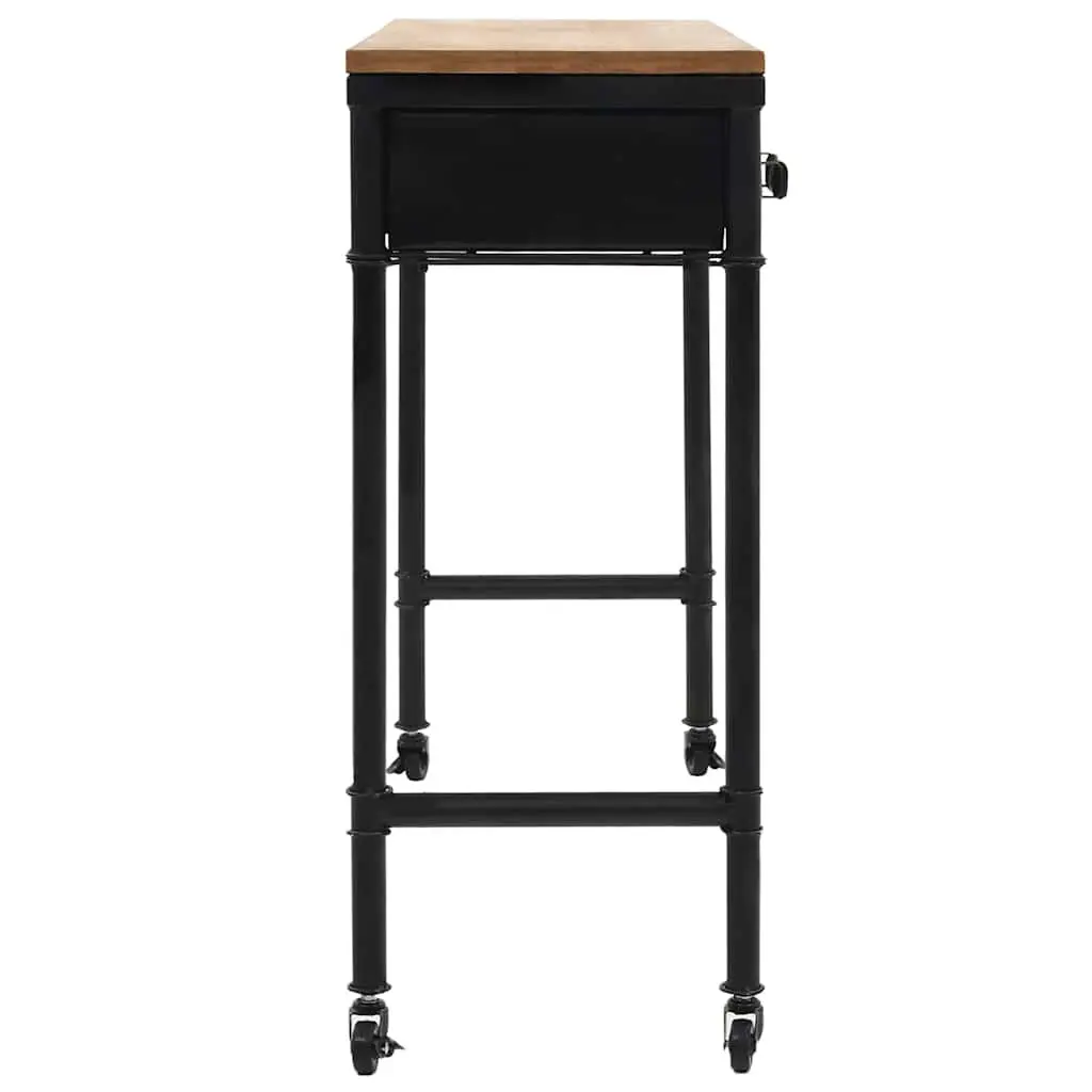 Vintage Style Console Table with Solid Fir Wood and Steel Frame
