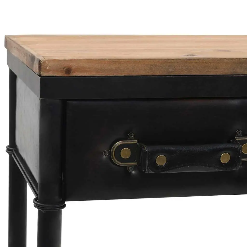 Vintage Style Console Table with Solid Fir Wood and Steel Frame