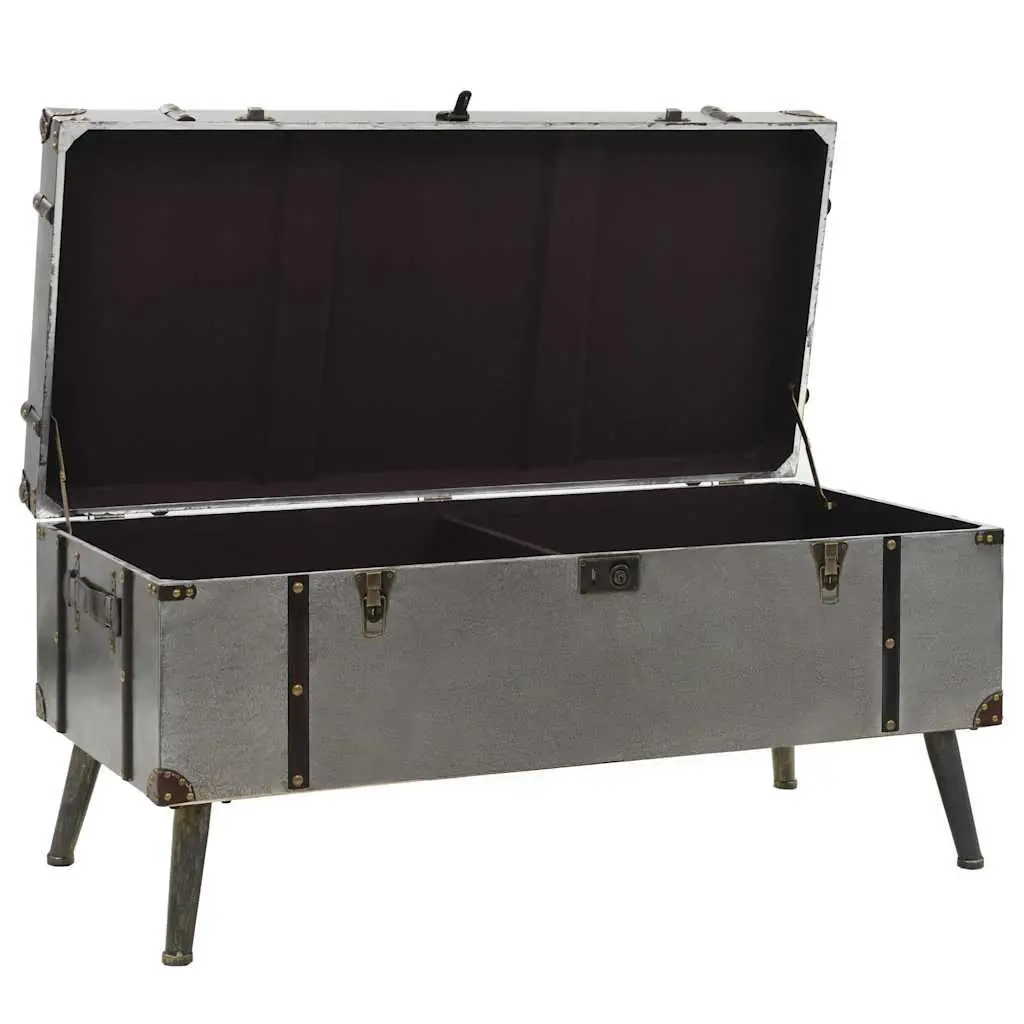 Coffee Table Trunk Design Storage MDF Aluminium Silver Accent Living Room
