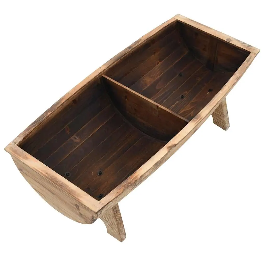 Rustic Barrel-Shaped Storage Bench in Solid Wood