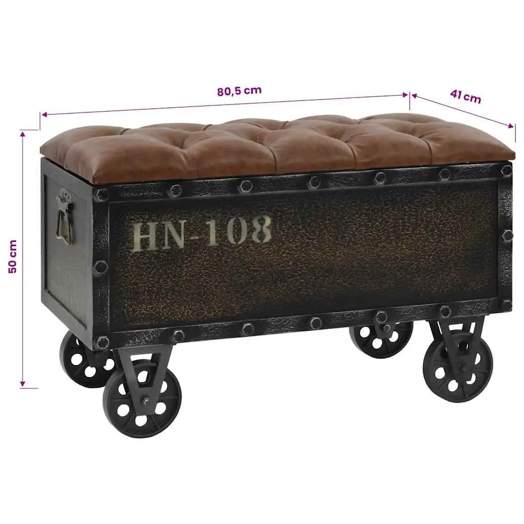 Storage Bench with Tufted Cushion and Wheels