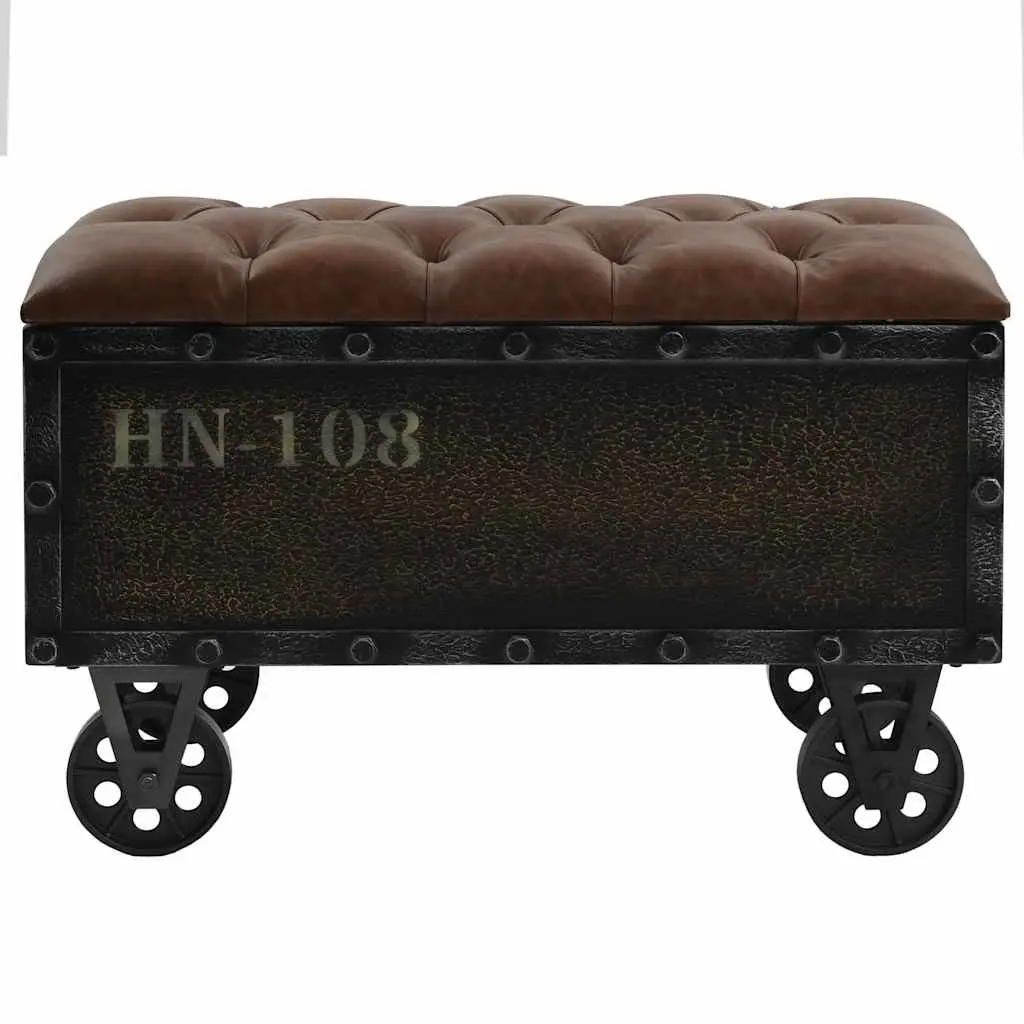 Storage Bench with Tufted Cushion and Wheels