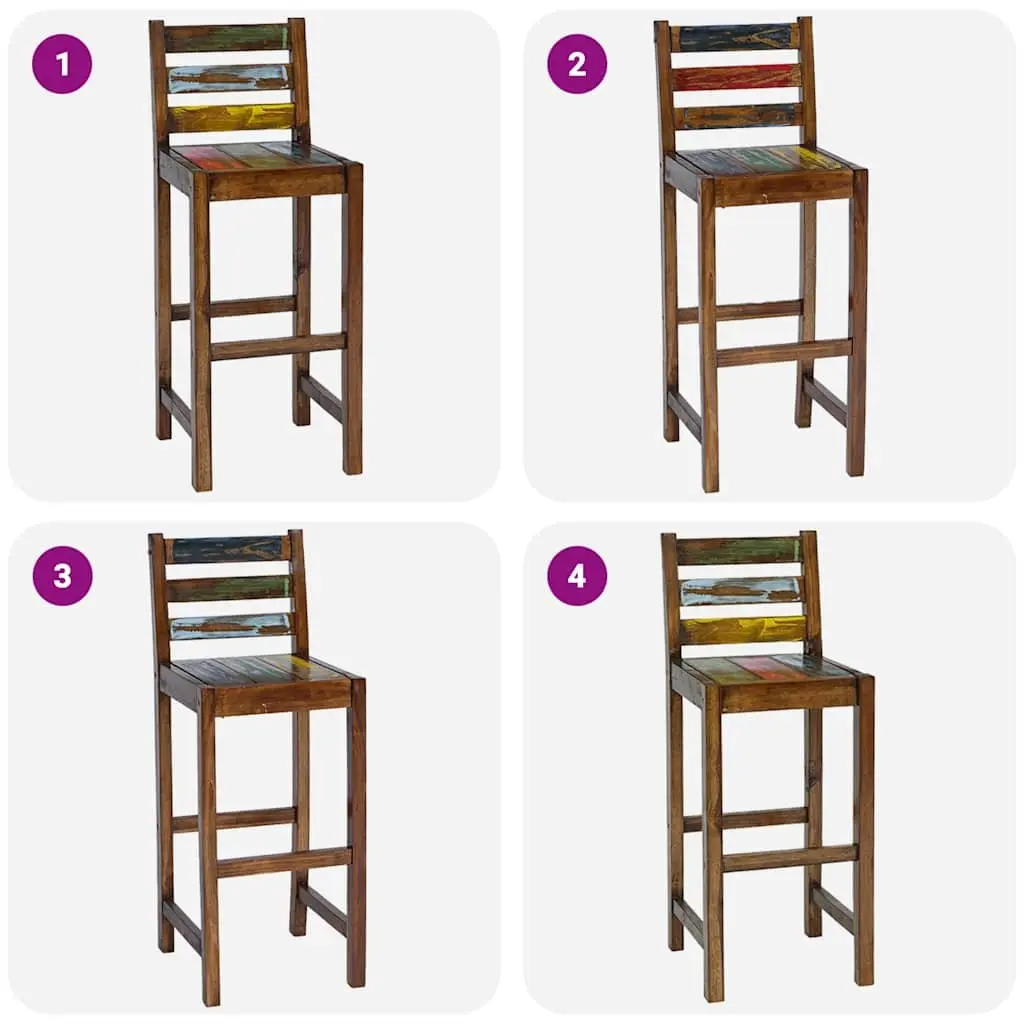 Set of 2 Vintage Kitchen Bar Stools in Reclaimed Wood