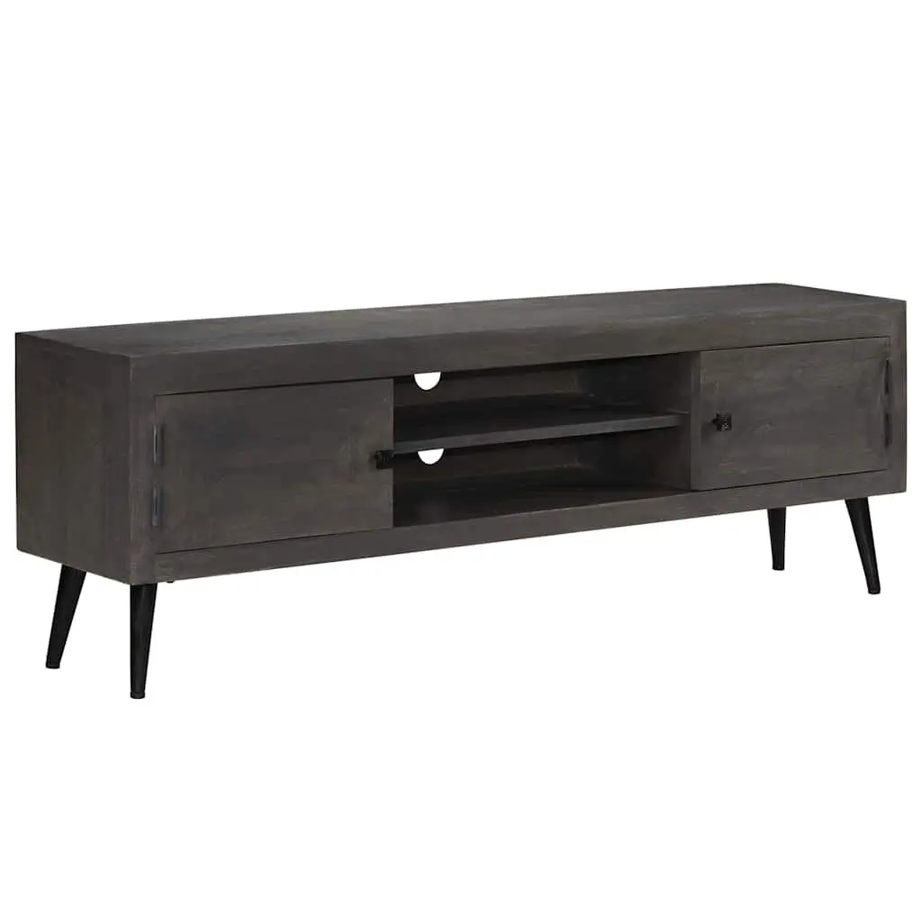 Solid Mango Wood TV Cabinet with Grey Finish