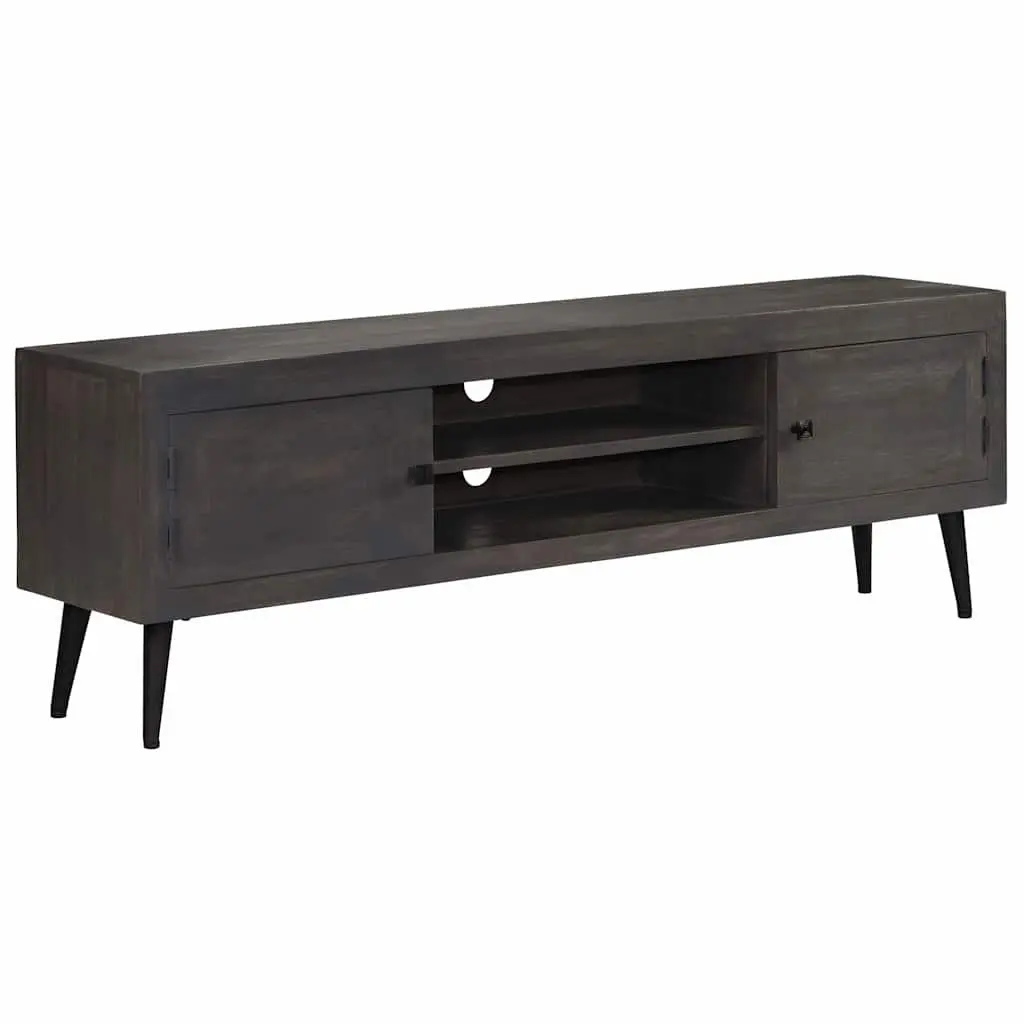 Solid Mango Wood TV Cabinet with Grey Finish