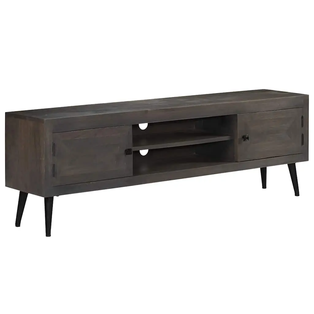Solid Mango Wood TV Cabinet with Grey Finish