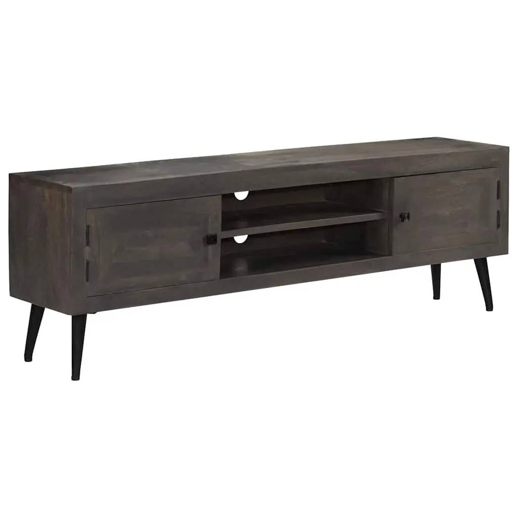 Solid Mango Wood TV Cabinet with Grey Finish