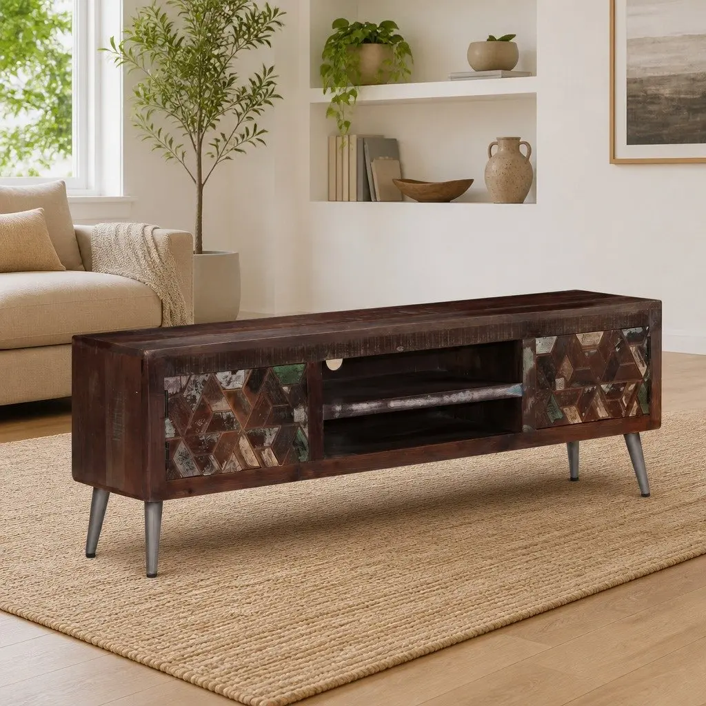 TV Cabinet Solid Reclaimed Wood 140x30x45cm Brown