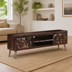 Sturdy Brown TV Cabinet with Unique Wood Character