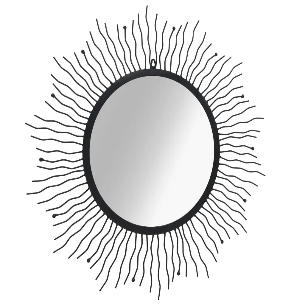 Wall Mirror Sunburst 80cm Black Round Decorative Bathroom Bedroom Home Decor