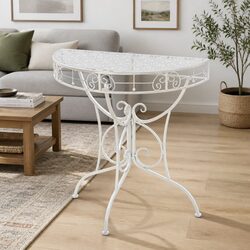 Vintage Style Half Round Accent Table for Display