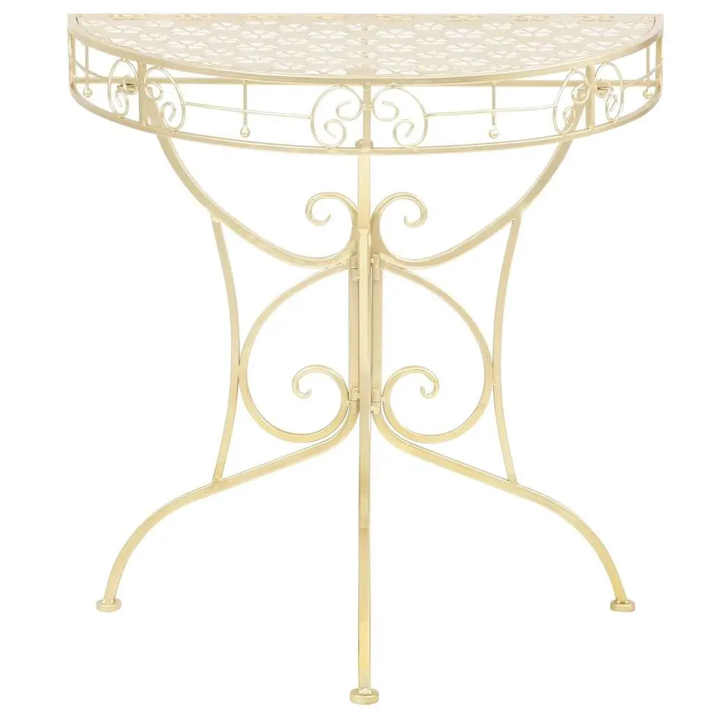 Half Round Side Table Metal 72 x 36 x 74 cm Gold Vintage Style Accent End Table