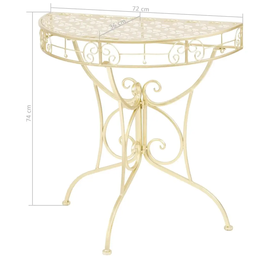 Half Round Side Table Metal 72 x 36 x 74 cm Gold Vintage Style Accent End Table
