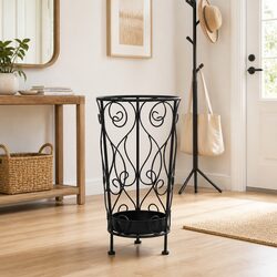 Vintage Metal Umbrella Stand with Drip Tray - Black