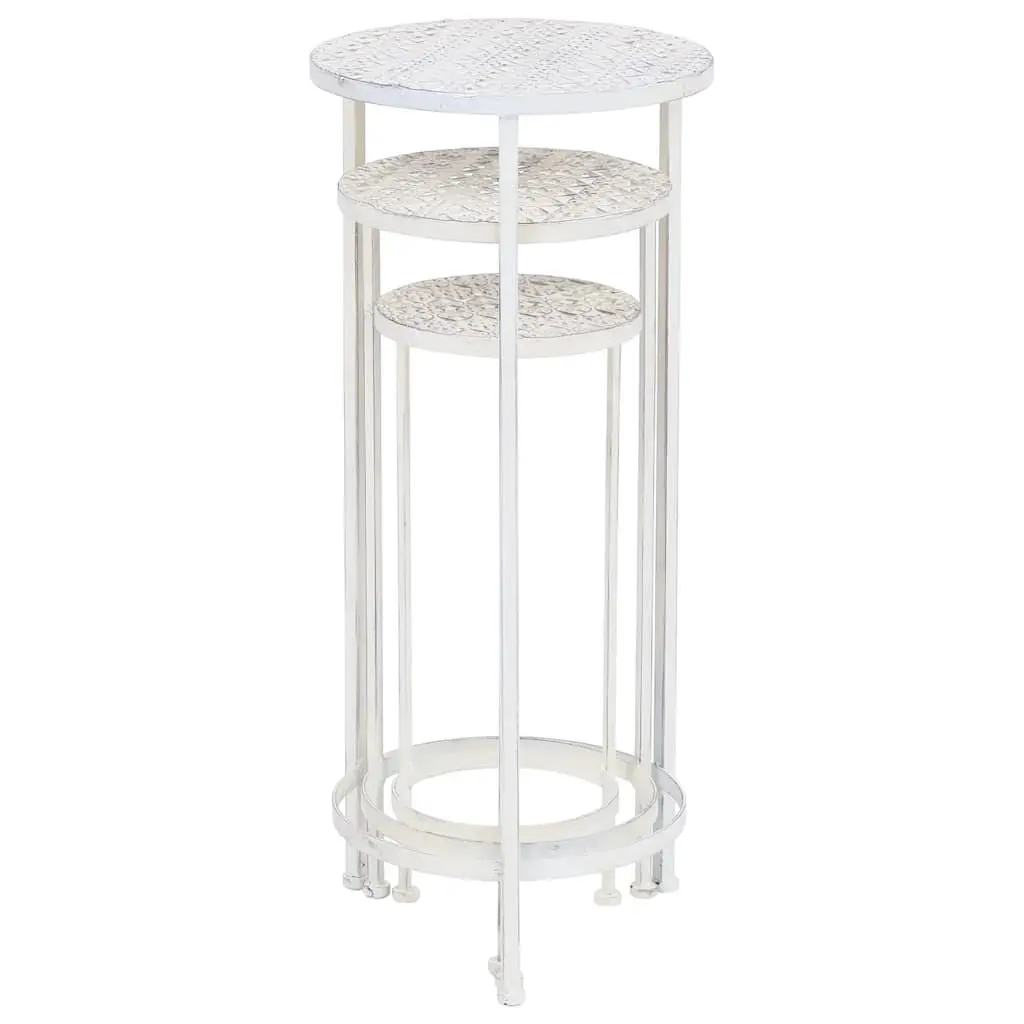 Plant Stand Set Metal Antique White Vintage 3 Pieces
