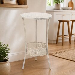 Round Vintage Metal Bistro Table for Dining Spaces