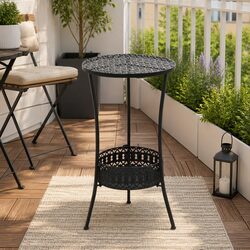 Bistro Table Black 40x70 cm Metal Outdoor Dining Furniture Antique Details