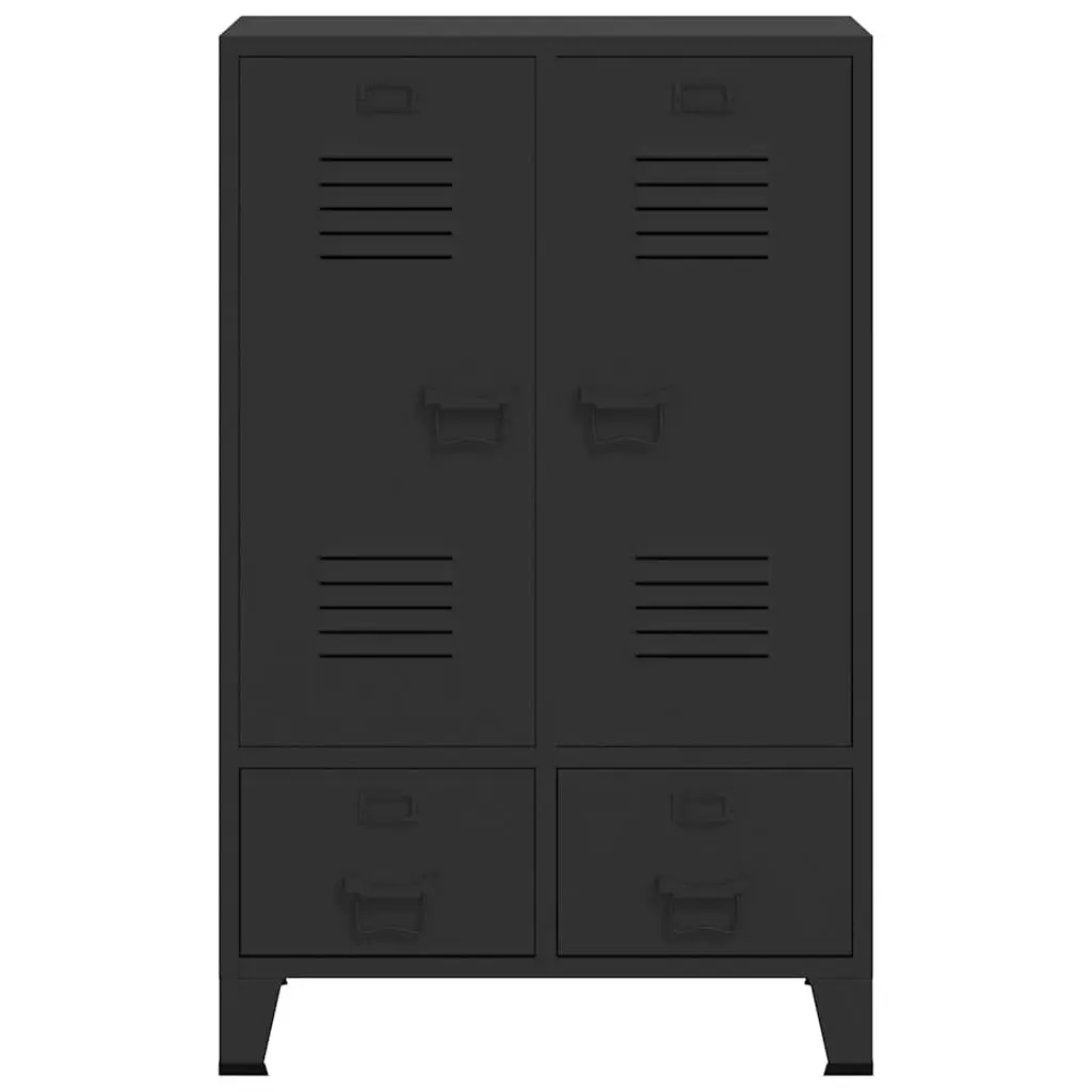 Metal Wardrobe Cabinet Sheet Metal 67cm W x 35cm D x 107cm H Black