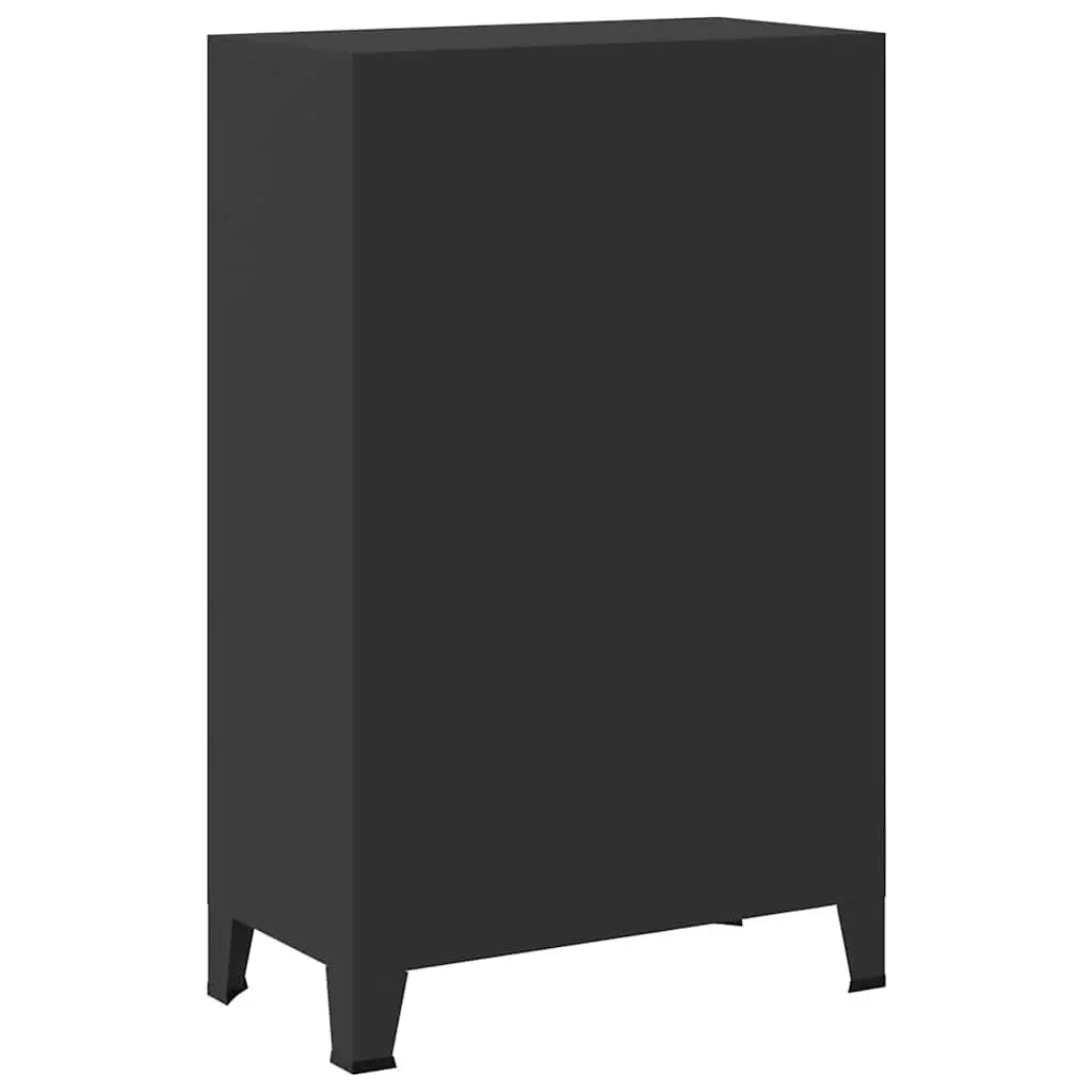 Metal Wardrobe Cabinet Sheet Metal 67cm W x 35cm D x 107cm H Black