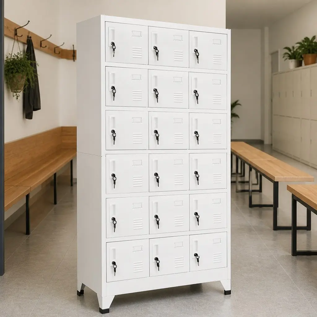 Metal Locker Cabinet with 18 Lockable Compartments