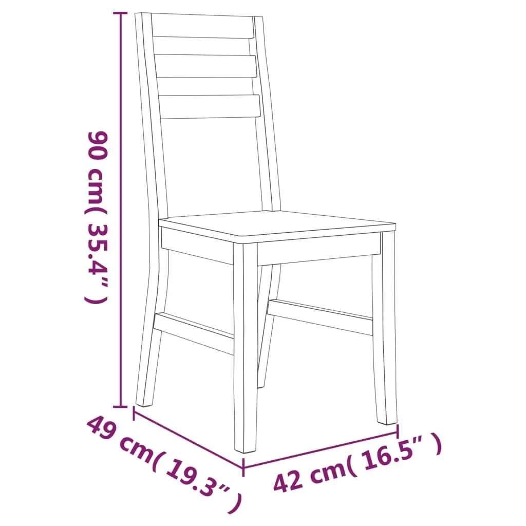 Dining Chairs 2 pcs Solid Acacia Wood Kitchen Room Furniture Brown Wooden Set