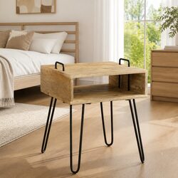 Bedside Table Solid Wood 40x34x47 cm Brown Nightstand Storage Shelf Bedroom