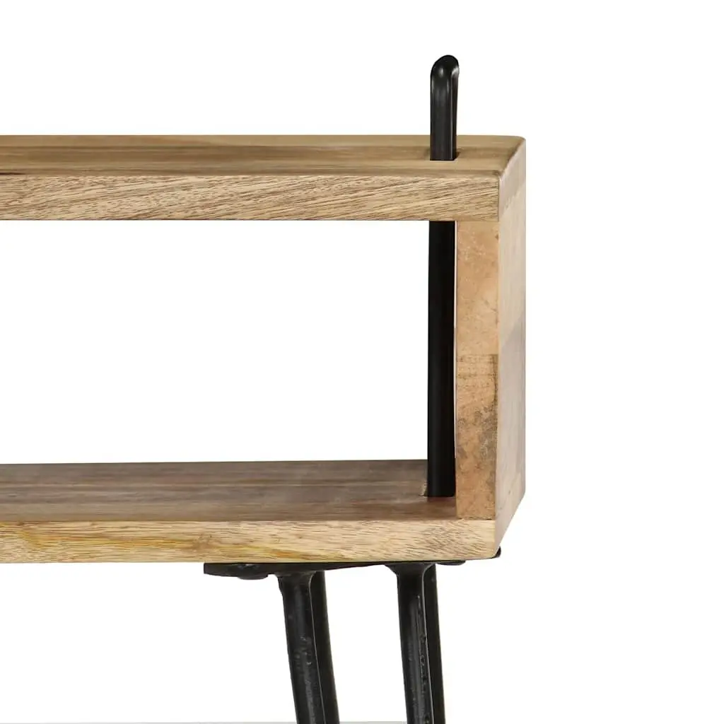 Solid Wood Bedside Table with Steel Frame 40x34x47 cm