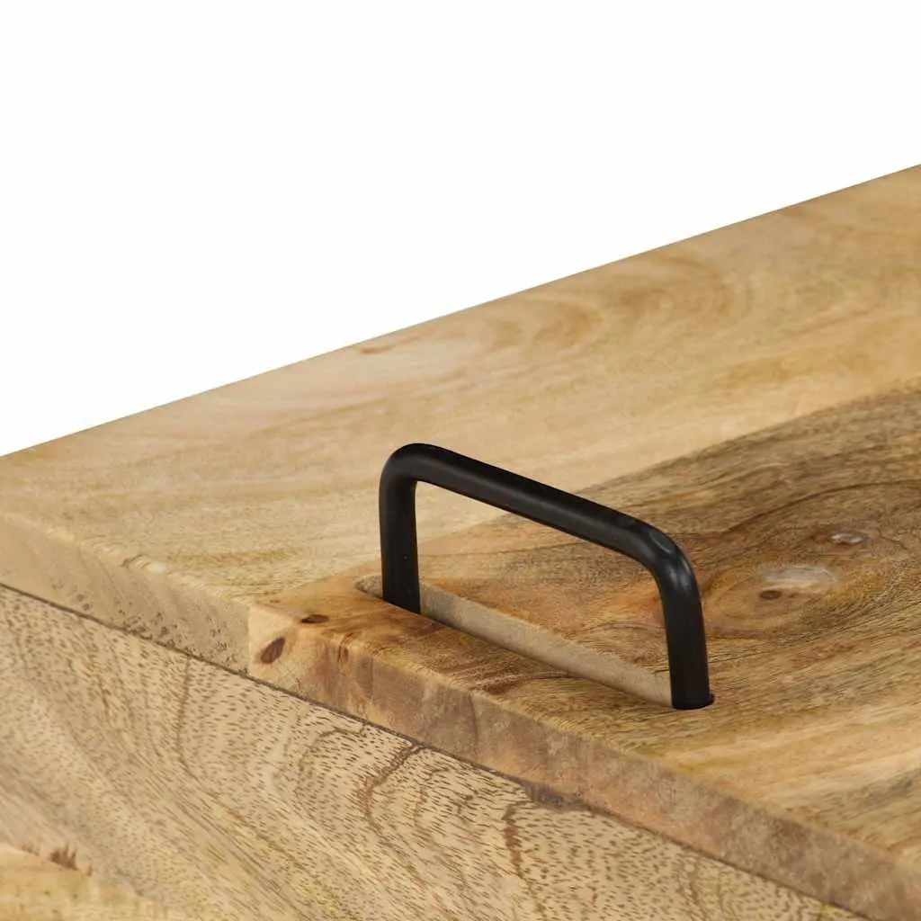 Solid Wood Bedside Table with Steel Frame 40x34x47 cm