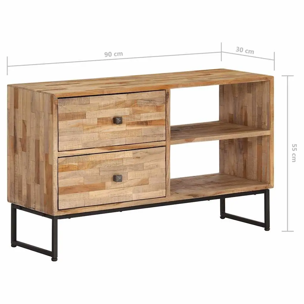 TV Cabinet Reclaimed Teak Wood 90 x 30 x 55 cm Brown Rustic Handmade