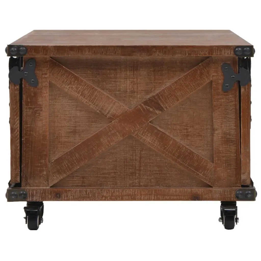Solid Fir Wood Coffee Table with Sliding Door