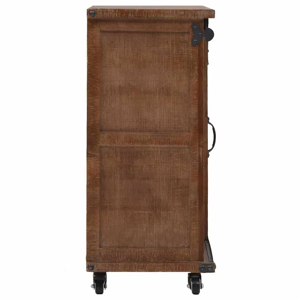 Brown Solid Fir Wood Storage Cabinet with Sliding Door