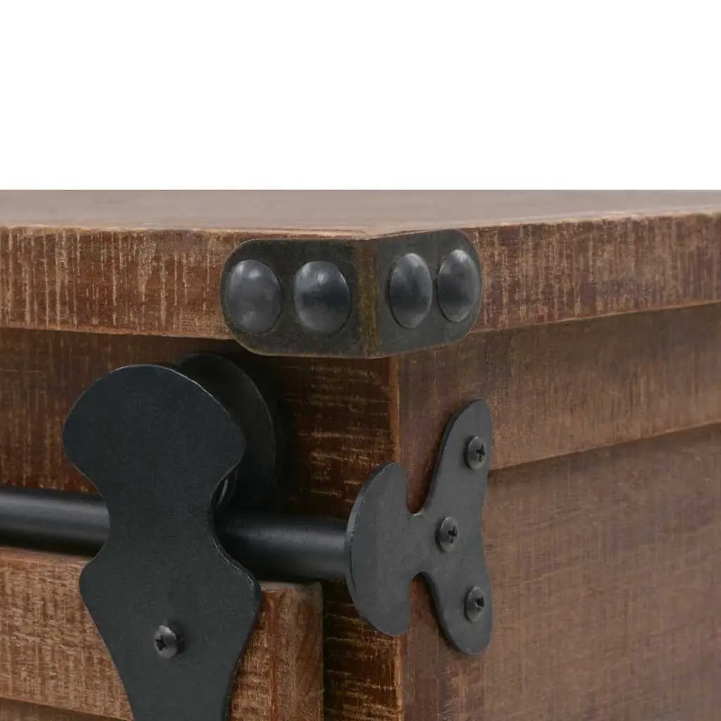 Brown Solid Fir Wood Storage Cabinet with Sliding Door