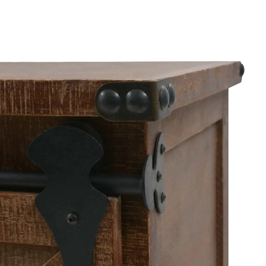 Brown Solid Fir Wood Storage Cabinet with Sliding Door