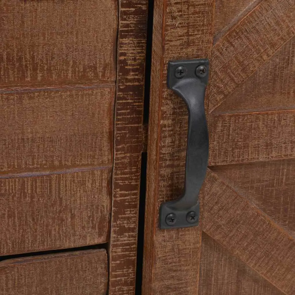Brown Solid Fir Wood Storage Cabinet with Sliding Door