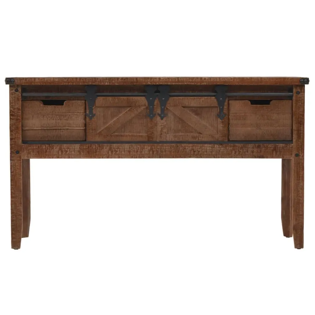 Rustic Brown Console Table with Solid Fir Wood Build