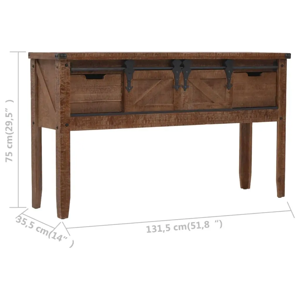 Rustic Brown Console Table with Solid Fir Wood Build