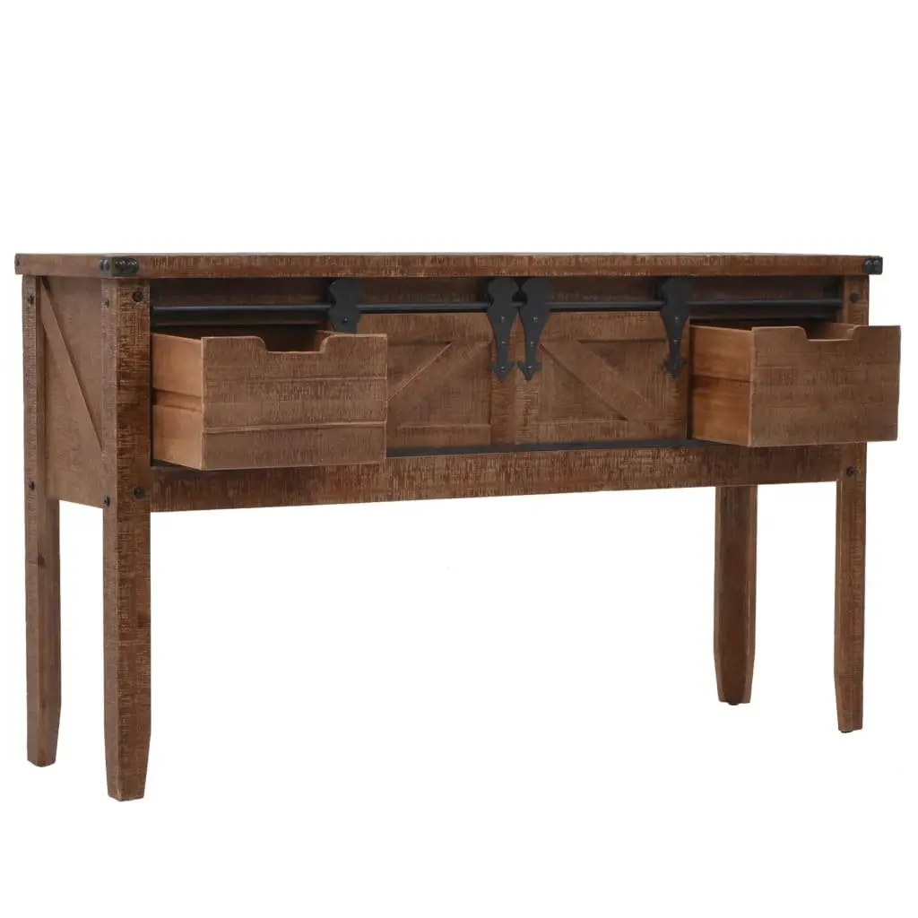 Rustic Brown Console Table with Solid Fir Wood Build
