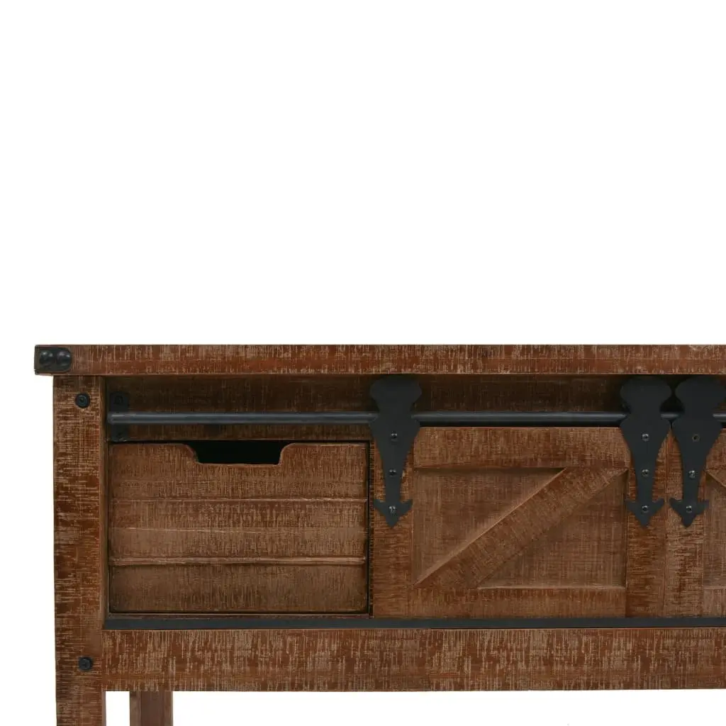 Rustic Brown Console Table with Solid Fir Wood Build