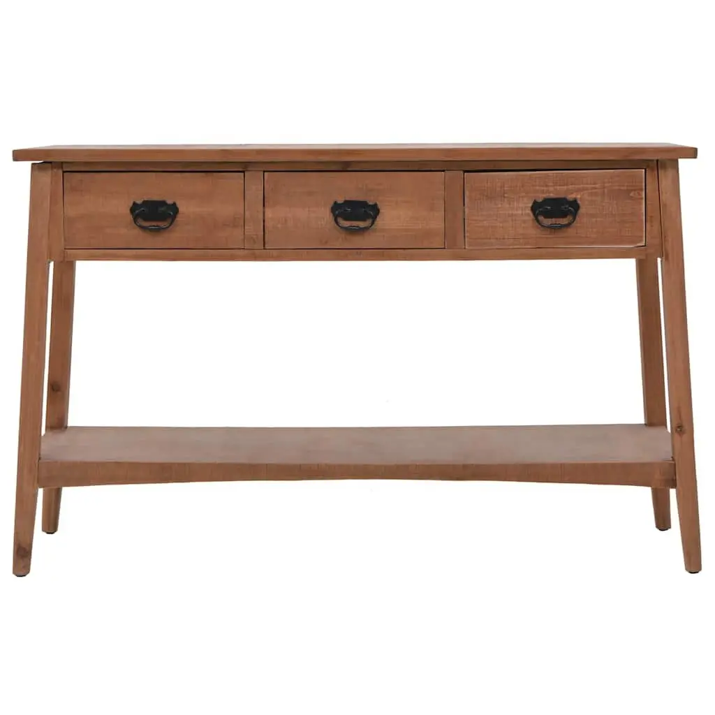 Solid Fir Wood Console Table in Brown 126cm