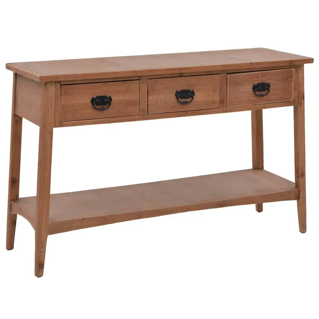 Solid Fir Wood Console Table in Brown 126cm