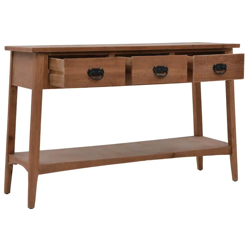 Solid Fir Wood Console Table in Brown 126cm