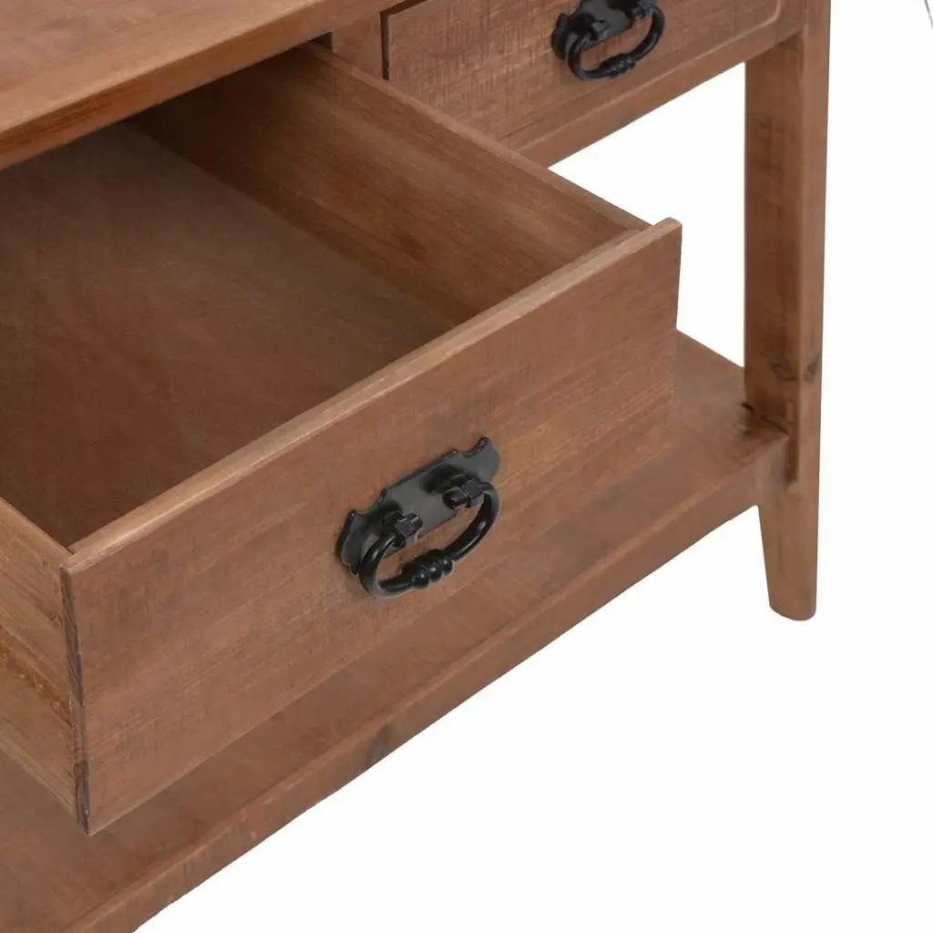Solid Fir Wood Console Table in Brown 126cm