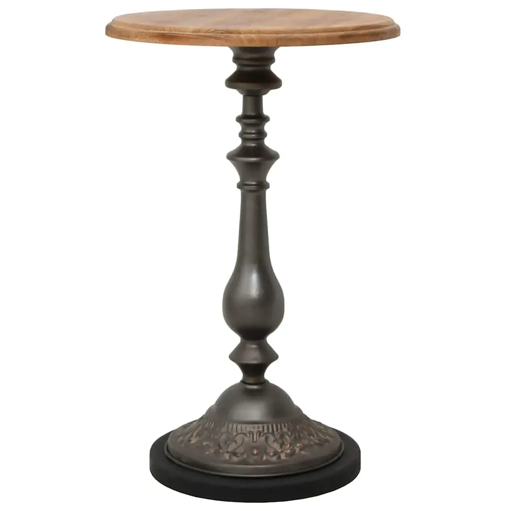 Accent End Table Made of Solid Fir Wood with Steel Base